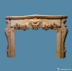 China Flower Carved Decorative 30mm Marble Fireplace Mantel Surround wholesale