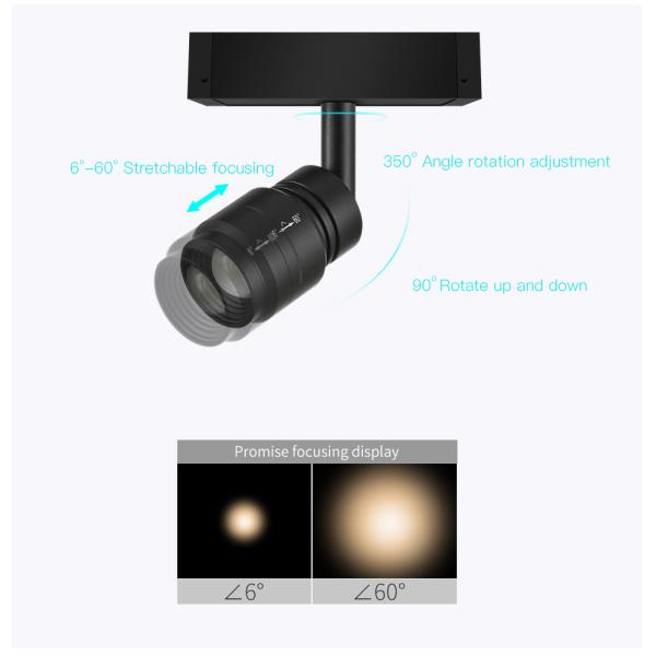 Magnetic CREE COB LED Track Light 6-60 Degree Adjustable Beam Angle