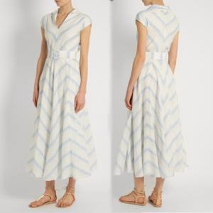 China Fashion New Women Blue White Maxi Dress Girls Wrap Dress Ladies Striped Causal Dress For Wholesale wholesale