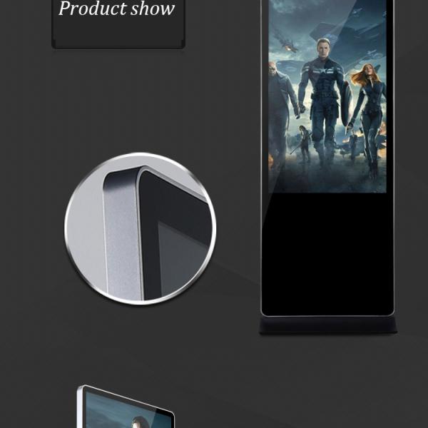 High Brightness Touch Screen Monitor Floor Stand , Digital Advertising Displays 43 - 65 Inch