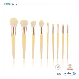 China 9 PCS Plastic Makeup Brushes Yellow Hair blending Cosmetic Brush Set wholesale