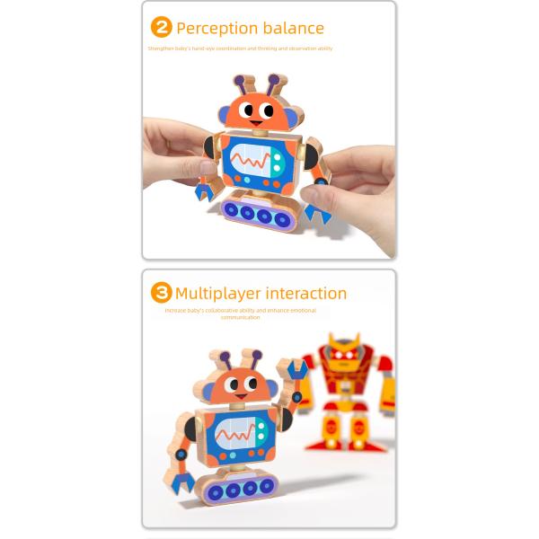Wholesale Factory Robot Building Block Set Wooden Robot Assembly Toy Set Educational Gift for Kids Boys and Girls