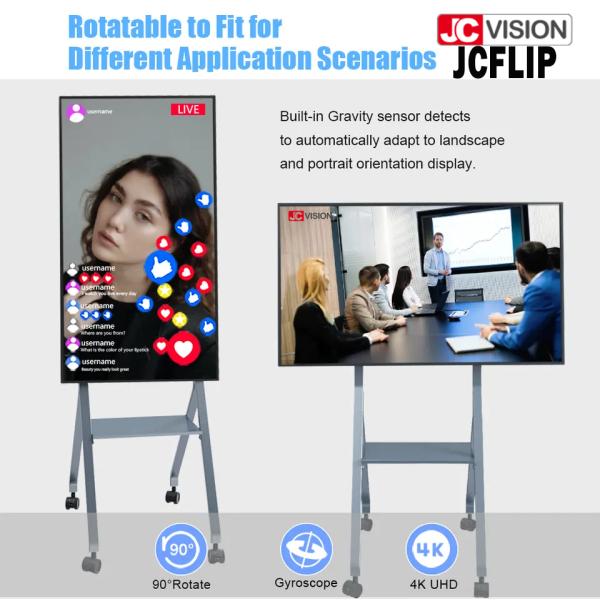 Smartboard Rotating Indoor Digital Signage Displays Capacitive Touch Screen