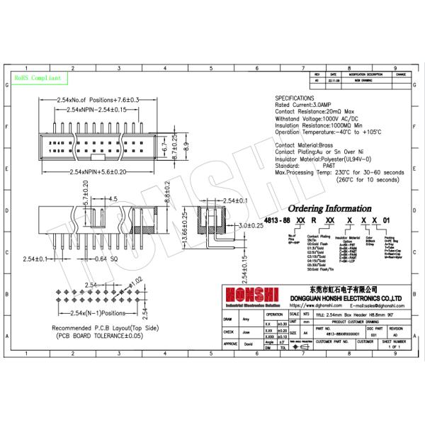 Right Angle Box Header Connector DIP PCB DC3 12 Pins Headers 2.54mm Pitch