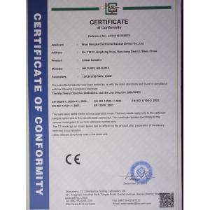 Sino linear actuator Certifications