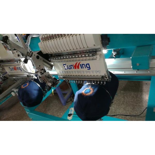 Compact Computerized Two Head Embroidery Machine Head Distance 500mm