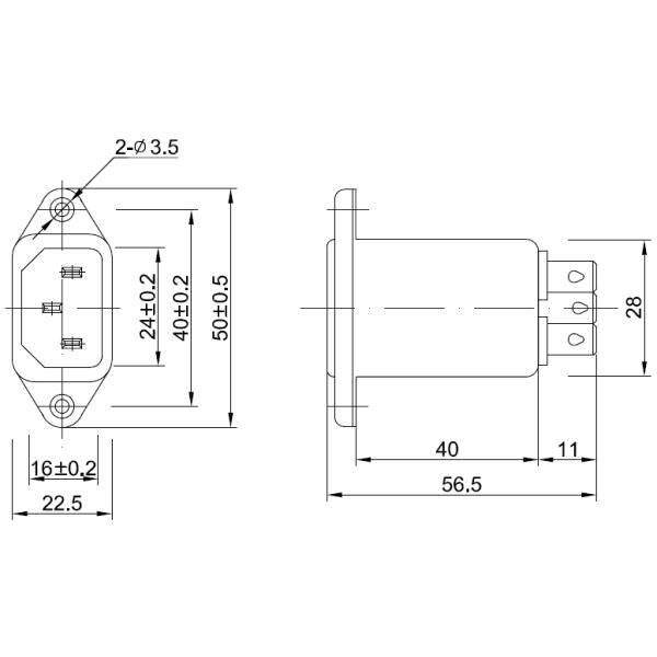 General Purpose EMI Power Line Filter 100DB Input Durable Metal Housing