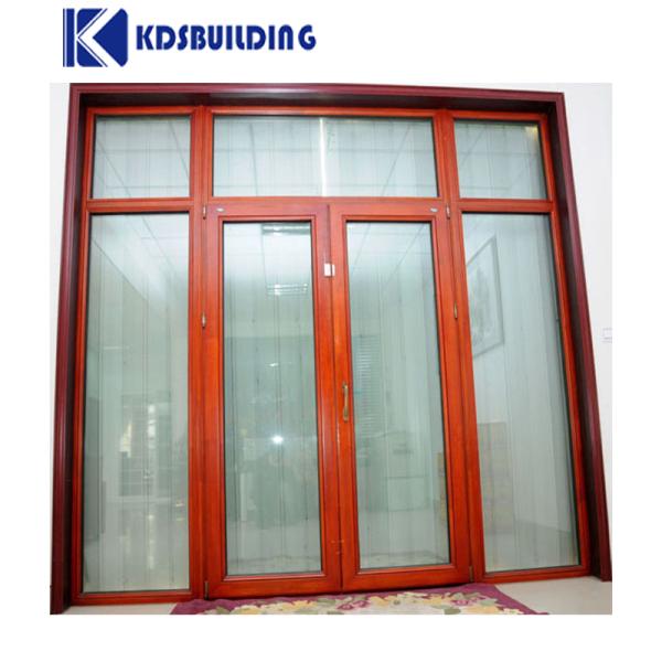 KDSBuilding Double Tempered Glass Waterproof Soundproof Simple Teak Wood Front Door Design