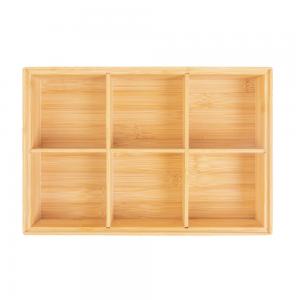 China Wood Bamboo 32.5*22.1*7.7cm Tea Bag Storage Organizer 6 Compartments With Wooden Lid on sale