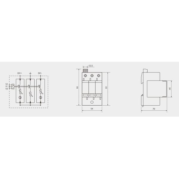 GDT 1000V Type 2 DC Surge Protection Device 35 Mm Solar Spd PV