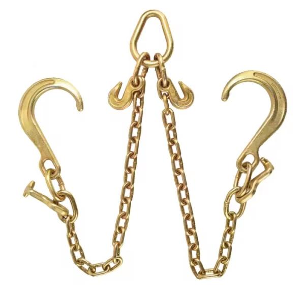 G70 Lifting Truck Winch Cable V Hooks Forged Towing Chains with Welded Chain Structure