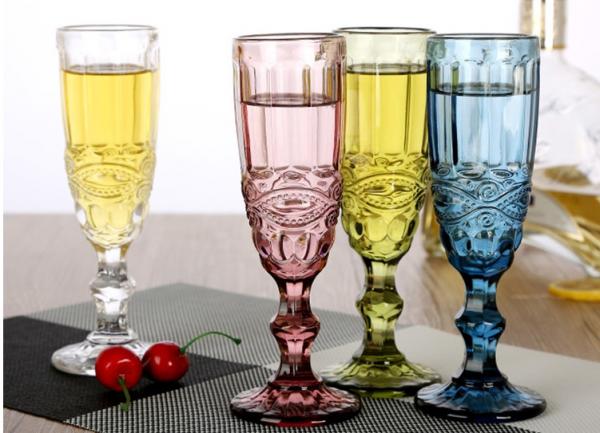 Quality Champagne Wine Solid Glass Products Wedding Party Yellow Blue Capacity 150ml for sale