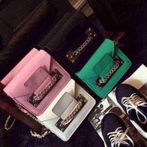 China 2015 Spring Hot Sale Women Satchel Handbag Shoulder Purse PU Leather Chain Bag Multi Color wholesale