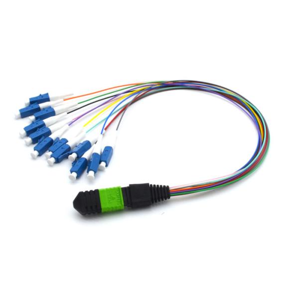 SMA E2000 MPO Fiber Cable For CATV Networks , 12 Core White OM3 OM4 Patch Cord