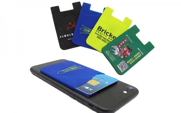 Quality Smartphone Silicone Credit Card Holder Full Color Printed Logo Light Weight for sale