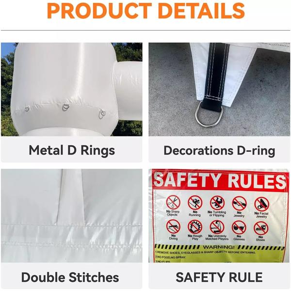 White Small 10FT Inflatable Bounce House PVC Bouncy Castle Jumper Toddler White Bounce Combo