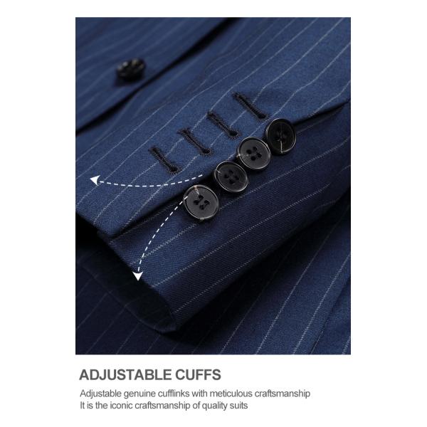 Men's 2 Pieces Suit Vertical Striped Gun Lapel Double-breasted 6 Buttons Formal Suit
