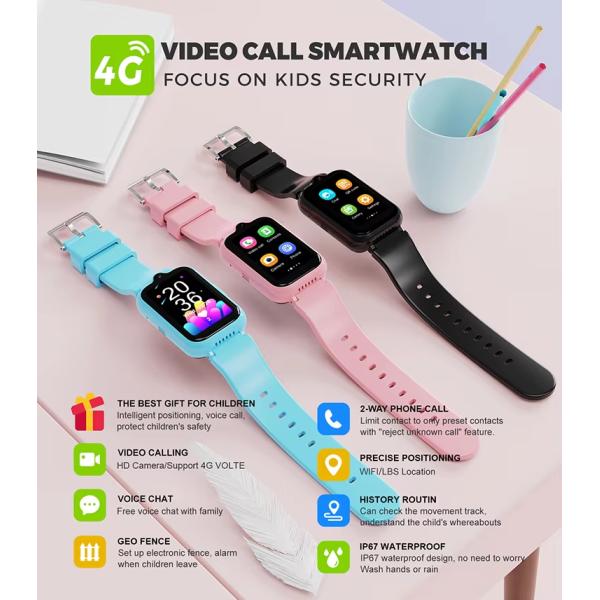 LT41 Children Security Smartwatch With GPS Location SOS Calling Video Call Camera