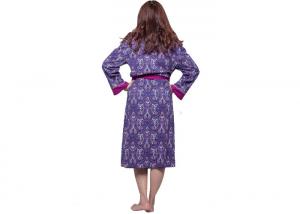 China Purple Single Jersey Womens Summer Nightwear Cotton Long Night Robe With Solid Binding wholesale