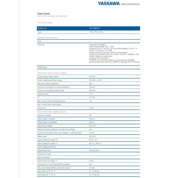 Industrial Grade VIPA 313-5BF23 CPU 313SC With DC 24 V Rated Load Voltage