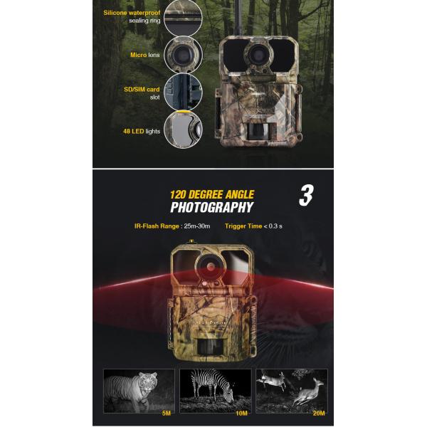 3G Camouflage 16MP Support Macro Lens Night Vision IP67 MMS 48 Leds Trail Camera With FCC/WEEE/CE/RoHs