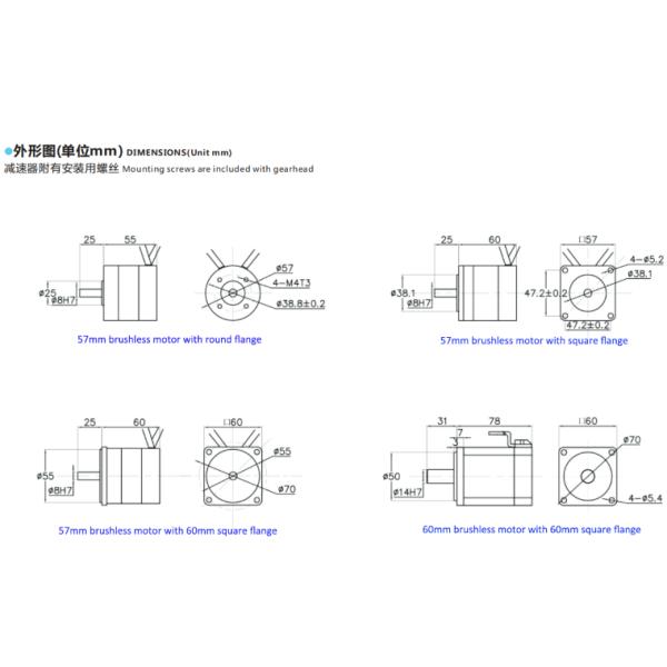 Pernanent Magnet 100W 150W Compact BLDC Motor Lower EMI High Speed