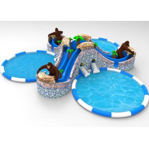 China Orangutan Pool Water Slide Bounce House , Water Park Large Inflatable Water Slides wholesale