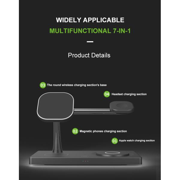 380g Multifunctional Wireless Charger 15W Fast White or black with 2W night light