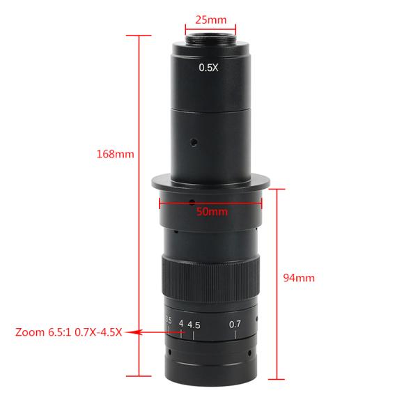 0.7-4.5x Adjustable 5-360X Magnification C mount lens 0.5X/2.0X Barlow Auxiliary Lens For Industry Microscope Camera 0.7-4.5x Adjustable 5-360X Magnification C mount lens 0.5X/2.0X Barlow Auxiliary Lens For Industry Microscope Camera