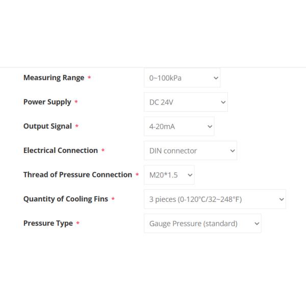 High Temperature Pressure Sensor for Steam/Fuel Oil