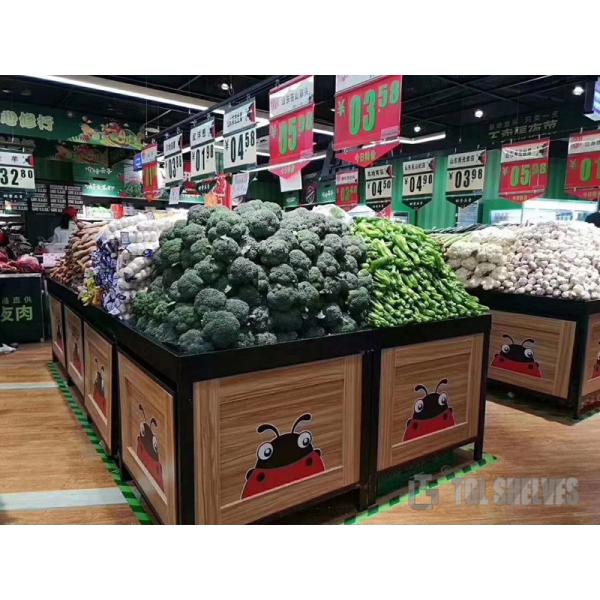 Wooden Steel Fruit And Vegetable Rack for Store 1200×800mm Size OEM