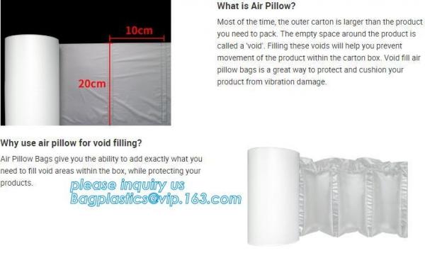 air cushion pillow bags, inflatable air filled pillow bag, shockproof recycable air pillow glass bottle bag, bagplastics