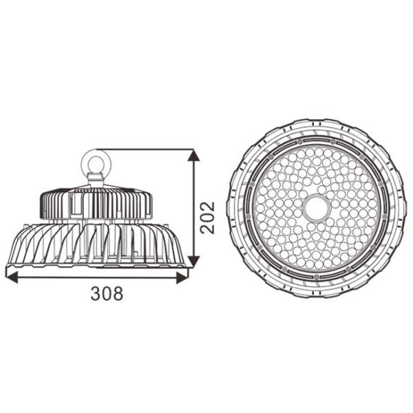 Energy Saving Led High Bay Lighting High Power Luminaire 200W 50000 Hours Lifespan
