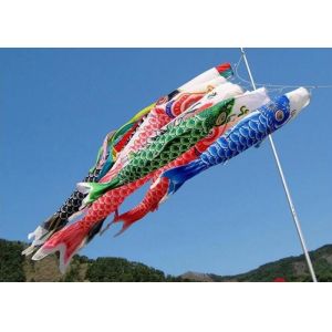 Customized Japanese Fish Windsock Polyester Satin Decorative Outdoor 100cm