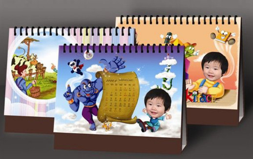 Desk calendar, calendar, advertisement.
