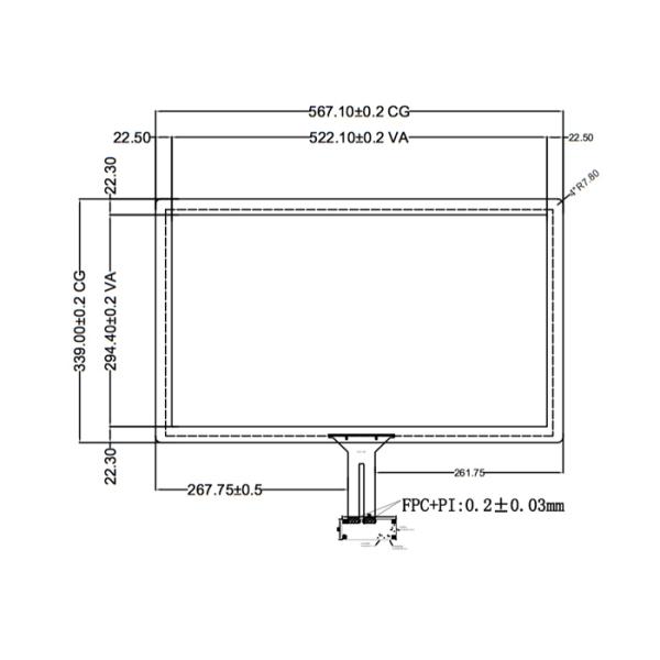 23.6" ITO GG Touch Panel PCAP Touchscreen Component With ILITEK Controller