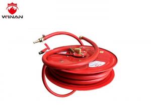 China Red Canvas Fire Water Hose Reel With Storz Coupling 32mm Outside Dia. wholesale