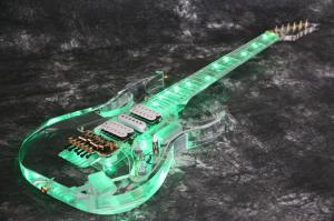 China New arrivel crystal electric guitar-acrylic electric guitar with best led light  Green color wholesale