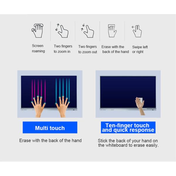 Black Smart Class Whiteboard Windows 10 65 Inch Digital Board