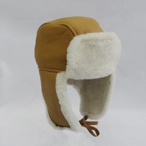 Real fur lined trapper hats genuine leather trapper sheepskin shearling hat
