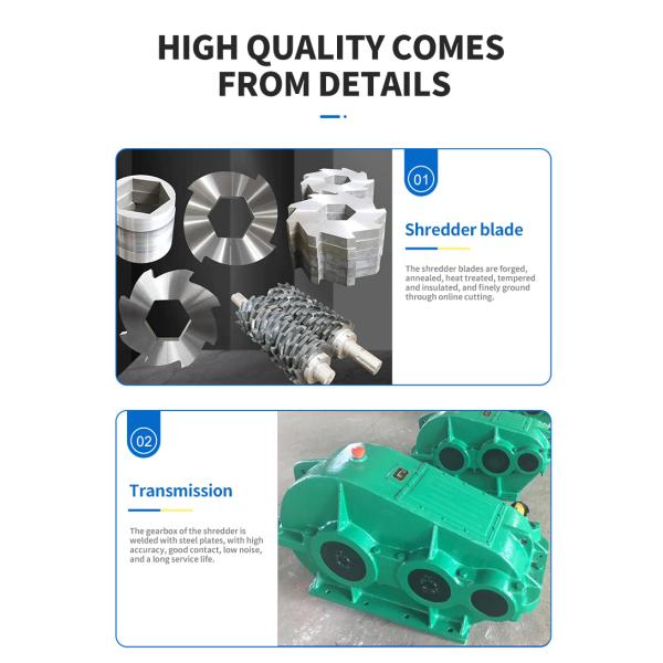 7.5kW Multifunctional Twin Roll Rotor Scrap Shredder for PVC HDPE PP PET Recycling