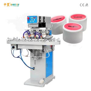 China 4 Color 6000pcs/Hr Semi Automatic Pad Printing Machine With Conveyor wholesale