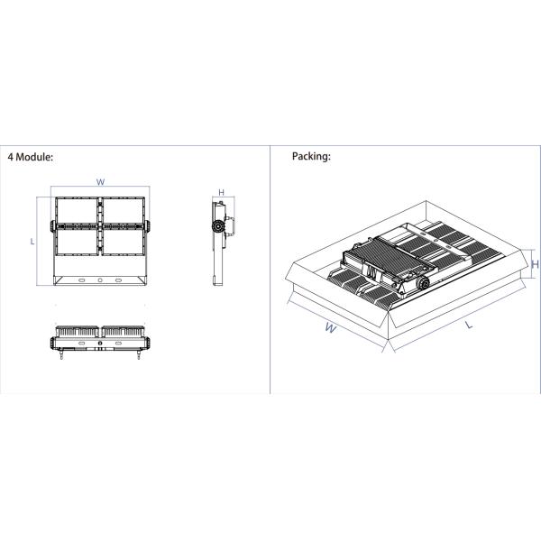 200W 3000K-6500K LED Stadium Light CRI70 5 Years Warranty Efficient Dissipation IP66 Waterproof IK10 For Sport Field