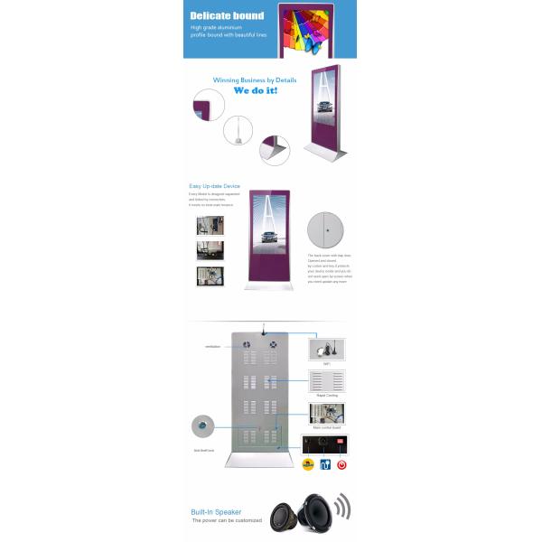 Uitra Thin Outdoor Touch Screen Display , Customized Free Standing Touch Screen Kiosk