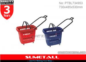 China 70L Rolling Shopping Basket With ABS Handles , Supermarket Basket With Wheels on sale