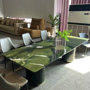 Buy cheap Brazilian Avocado Green Marble Long Dining Table - Elegant Modern Luxury Natural from wholesalers
