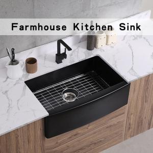 China Farmhouse Apron Front Kitchen Sink Ceramic 30In Single Bowl Kitchen Sink Matte Black wholesale