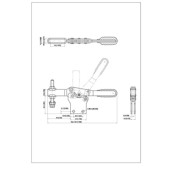 340KG Rubber Head Spindle Horizontal Handle Toggle Clamp