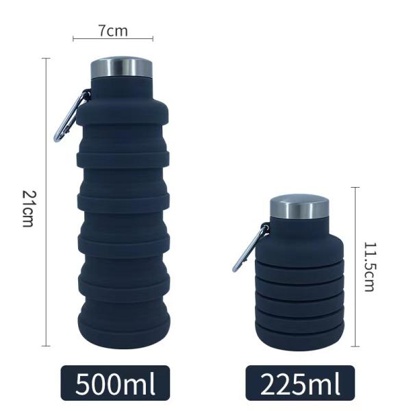 Reuseable Collapsible Water Bottle BPA Free Silicone Foldable Water Bottles For Travel Gym Camping Hiking