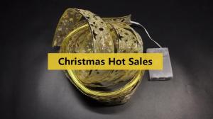 China LED 2/4/5M Double Layer Fairy Lights String Christmas Ribbon Bows With LED Christmas Tree Ornament New Year Navidad Home Decor wholesale